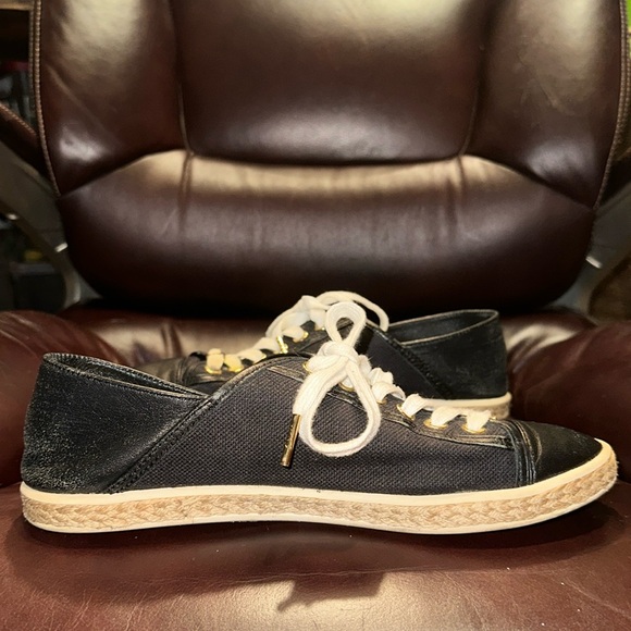 Michael Kors Black Leather & Canvas Trainers - Picture 2 of 16